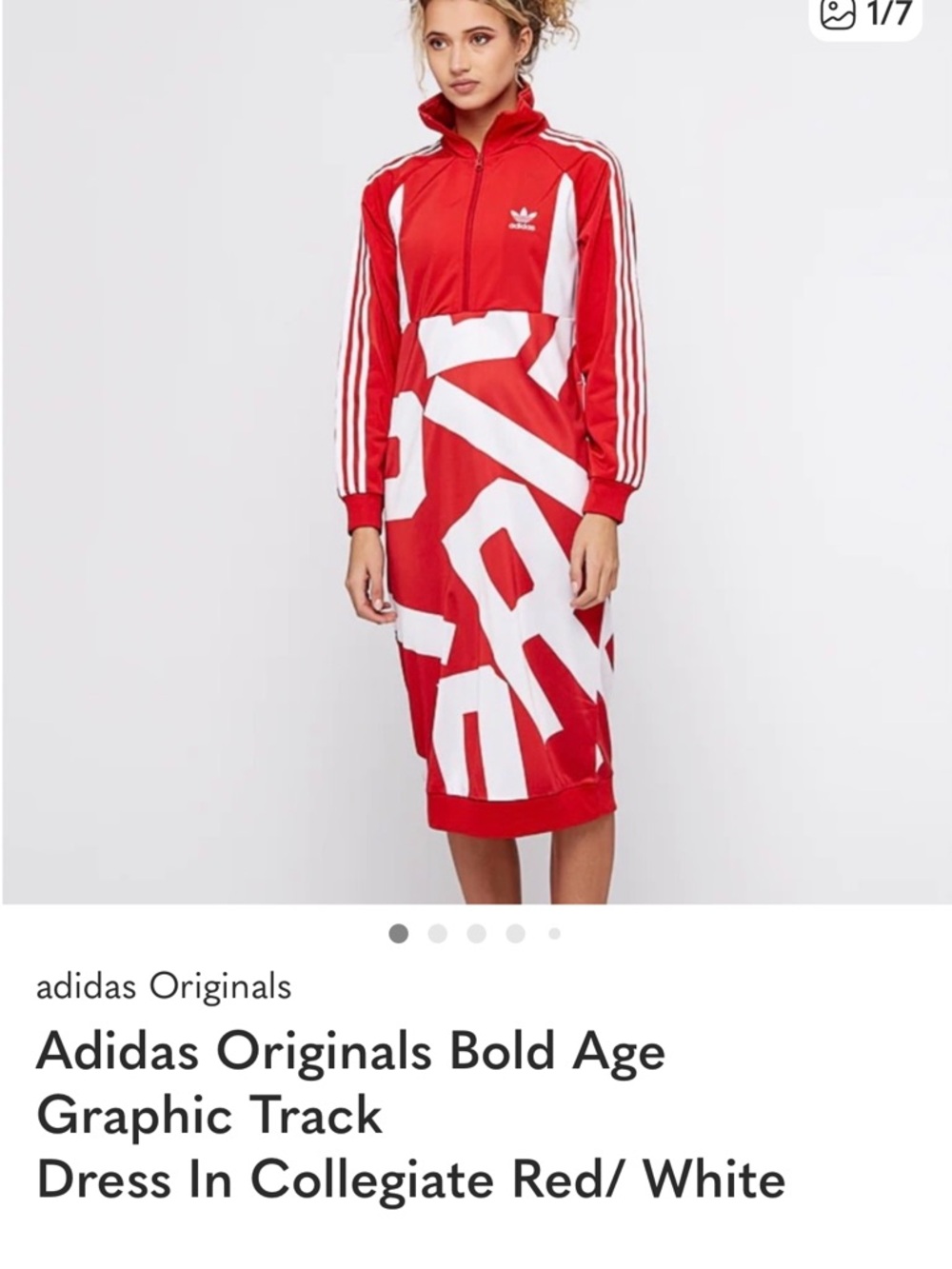 Adidas BOLD AGE track suit maxi Red & White Dress pockets - Picture 3 of 13